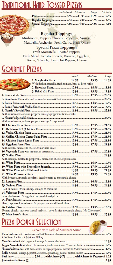 Nunzio's Pizza in Iselin - Eat in . Take Out . Delivery . Catering: 732 ...